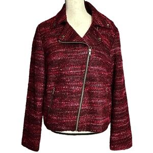 Dana Buchman Jacket 14 Moto Tweed Red